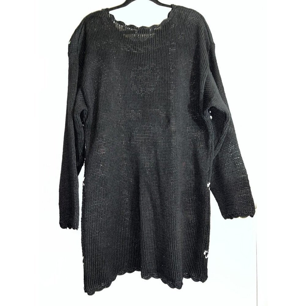 Vintage 90s Katie Lee Heart COTTAGECORE Knitted Tunic Sweater Embellished - Picture 11 of 12